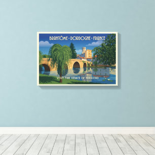 Vintage Brantôme Dordogne France Travel Poster Canvas Print