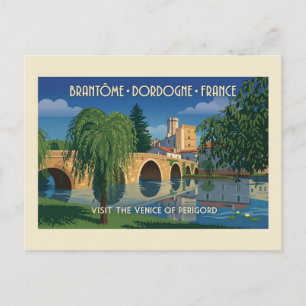 Vintage Brantôme Dordogne France Travel Poster Postcard