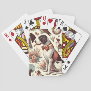 Vintage Braque Français Dog Illustration Playing Cards