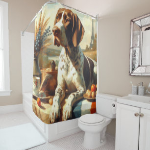 Vintage Braque Français Painting Shower Curtain