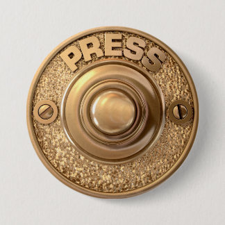 Vintage Brass Doorbell 7.5 Cm Round Badge