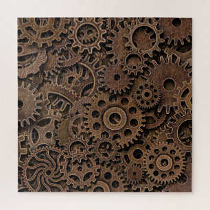 Vintage Brass Gears Top View Jigsaw Puzzle