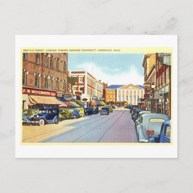 Vintage Brattle Street in Cambridge, Massachusetts Postcard (Front)