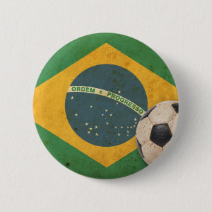 Vintage Brazil Flag 6 Cm Round Badge