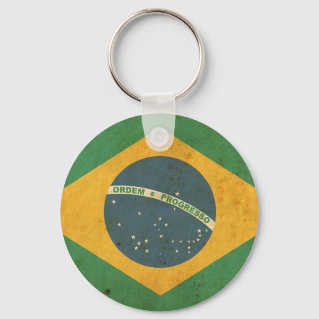 Vintage Brazil Flag Key Ring (Front)