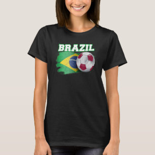 Vintage Brazil Flag Soccer Ball Football T-Shirt