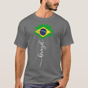 Vintage Brazil Sunflower Flag Brazil Lover T-Shirt
