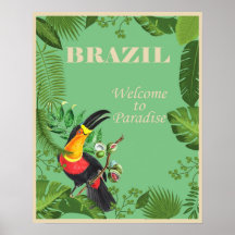 Vintage Brazil Toucan Bird of Paradise Travel