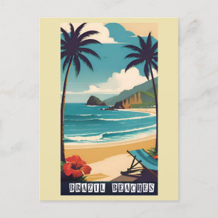 Vintage Brazil Tropical Beach Ocean Travel Postcard