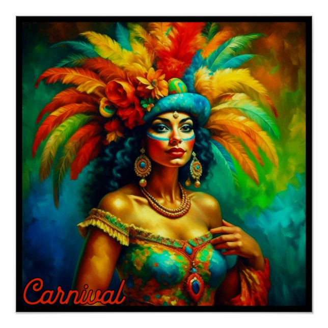 Vintage Brazilian Carnival Dancer Poster (Front)