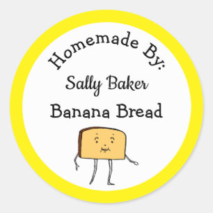 Vintage Bread Slice Custom Yellow Baking Sticker