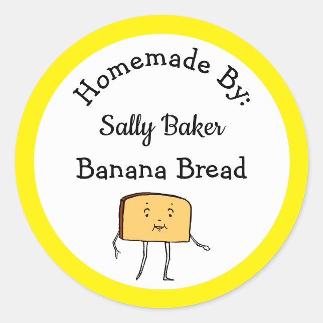 Vintage Bread Slice Custom Yellow Baking Sticker (Front)