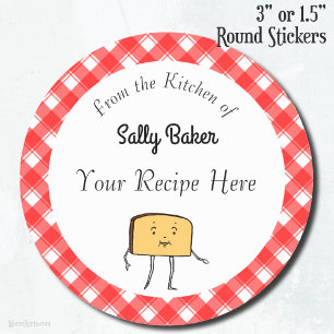 Vintage Bread Slice Red White Plaid Baking Classic Round Sticker