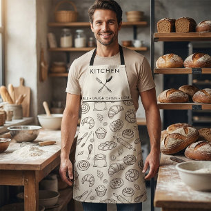 Vintage Breakfast Bakery Seamless Pattern Apron