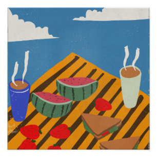 Vintage Breakfast Picnic Poster