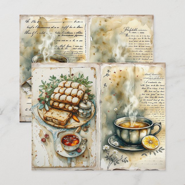 Vintage Breakfast Scrapbook Paper (Front/Back)