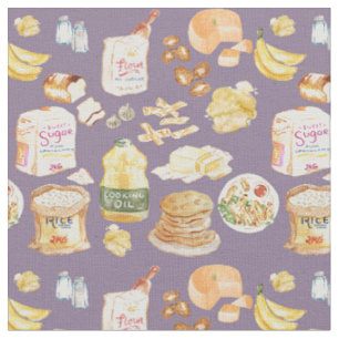 vintage breakfast watercolor pattern- flour, bread fabric