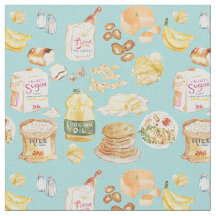 vintage breakfast watercolor pattern- flour, bread
