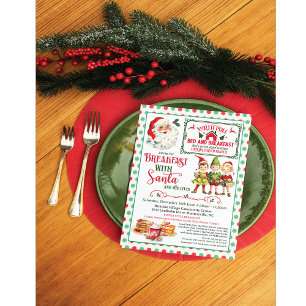 Vintage Breakfast with Santa Holiday Invitation