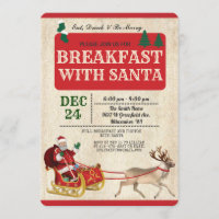 Vintage Breakfast with Santa Holiday Invitation