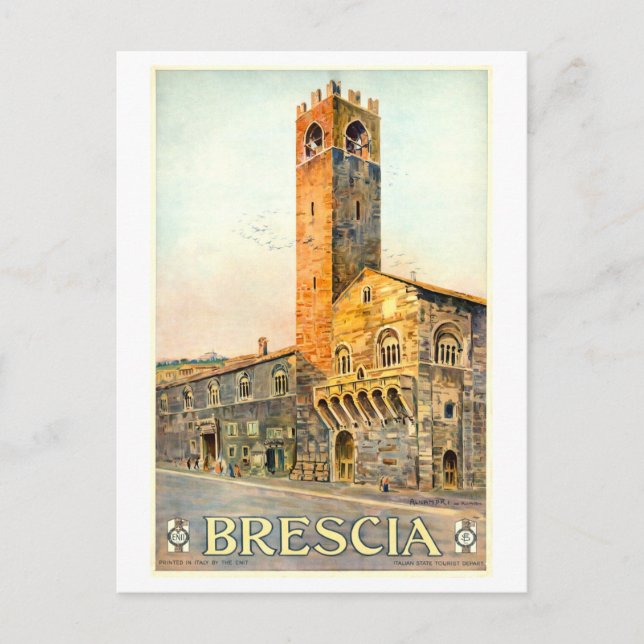 Vintage Brescia, Italy, Travel Poster Postcard (Front)