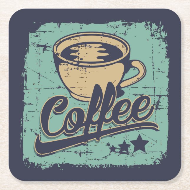 Vintage Brew Elegance Square Paper Coaster (Front)