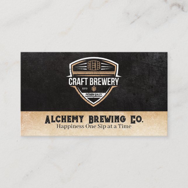 Vintage Brewery Badge Design | Restaurant Business Card (Front)