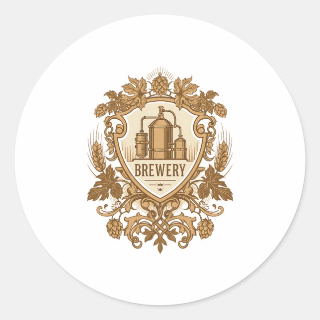 Vintage Brewery Emblem Sticker | Classic Craft Bee (Front)