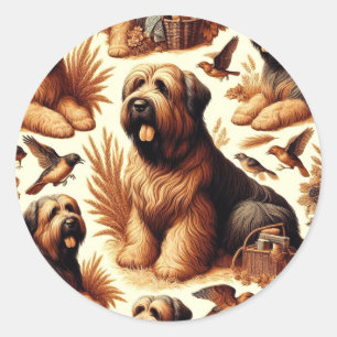 Vintage Briard Dog Seamless Classic Round Sticker