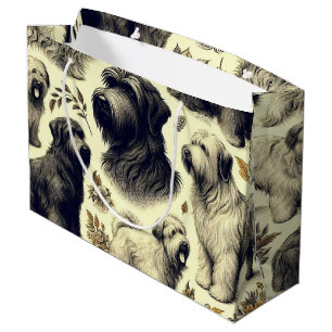 Vintage Briard Dog Seamless Large Gift Bag