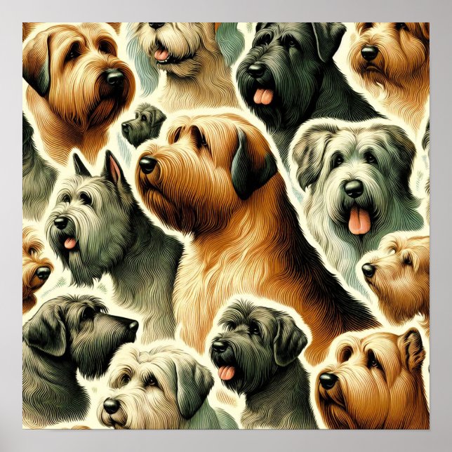 Vintage Briard Dog Seamless Poster (Front)