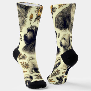 Vintage Briard Dog Seamless Socks