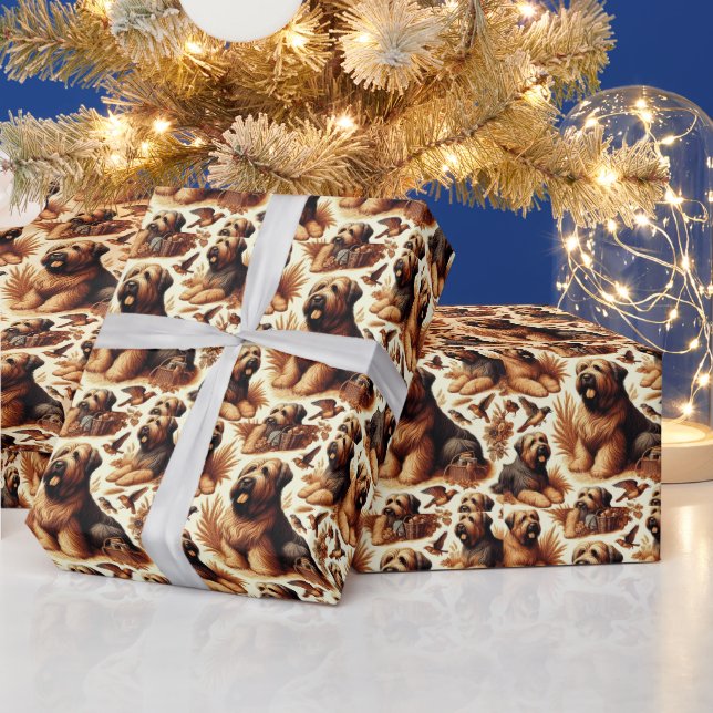 Vintage Briard Dog Seamless Wrapping Paper (Holidays)