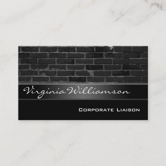 Vintage Brick Personal Black Business Cards (Front)