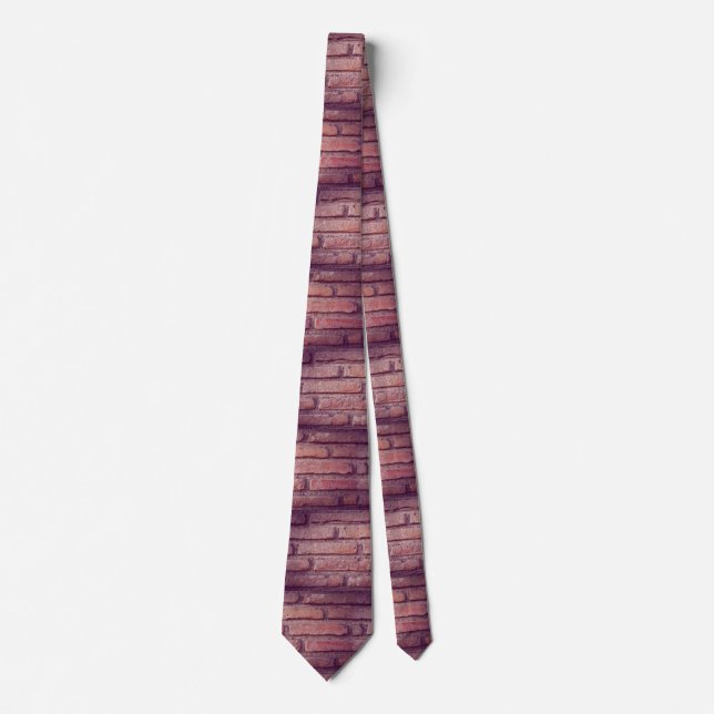 Vintage Brick Wall Pattern Rustic Necktie – Unique (Front)