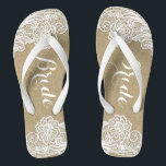 Vintage Bridal Country Rustic Burlap and Lace Flip Flops<br><div class="desc">Vintage Bridal Country Rustic Burlap and Lace Flip Flops - decorated with a burlap and lace printed background. Use for bridal shower gifts,  Christmas gifts and more.</div>