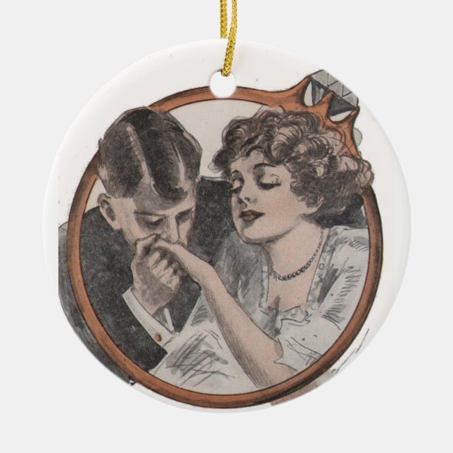 Vintage Bridal Engagement Ornament Gift (Front)