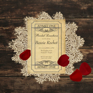 Vintage Bridal Event Ticket Invitation