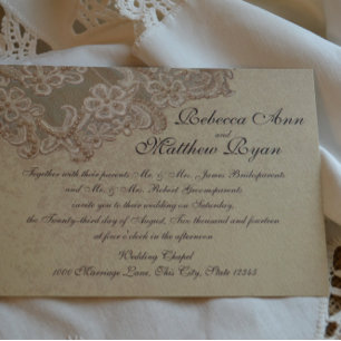 Vintage Bridal Pearls and Lace Invitation