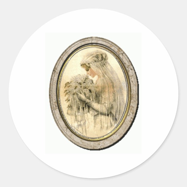 Vintage Bridal Shower Bride Sticker (Front)