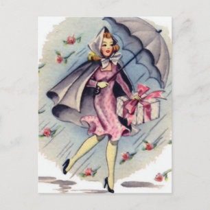 Vintage Bridal Shower Guest Invitation Postcard