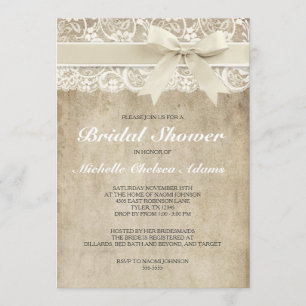 Vintage bridal shower invitation   antique lace