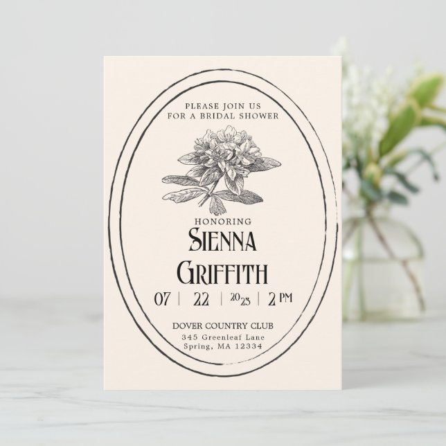 Vintage Bridal Shower Invitation | Antique White (Standing Front)