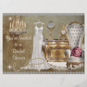 VINTAGE BRIDAL SHOWER INVITATION FAUX Wallpaper