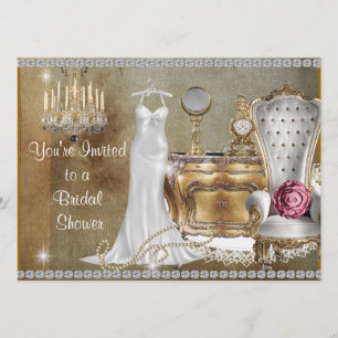 VINTAGE BRIDAL SHOWER INVITATION FAUX Wallpaper