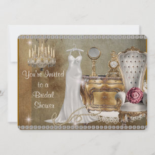 VINTAGE BRIDAL SHOWER INVITATION FAUX Wallpaper