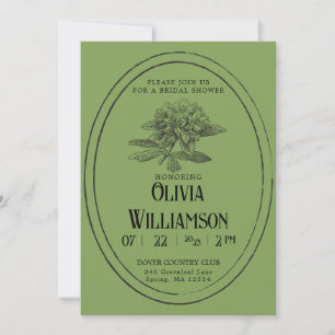 Vintage Bridal Shower Invitation   Mossy Green