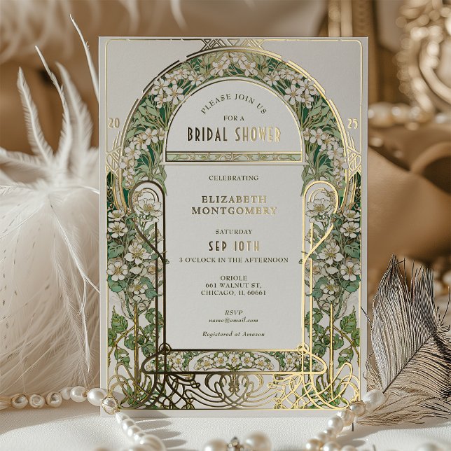 Vintage Bridal Shower Invitations Art Nouveau Deco (Creator Uploaded)