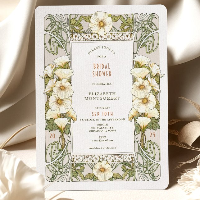Vintage Bridal Shower Invitations Art Nouveau Deco (Creator Uploaded)