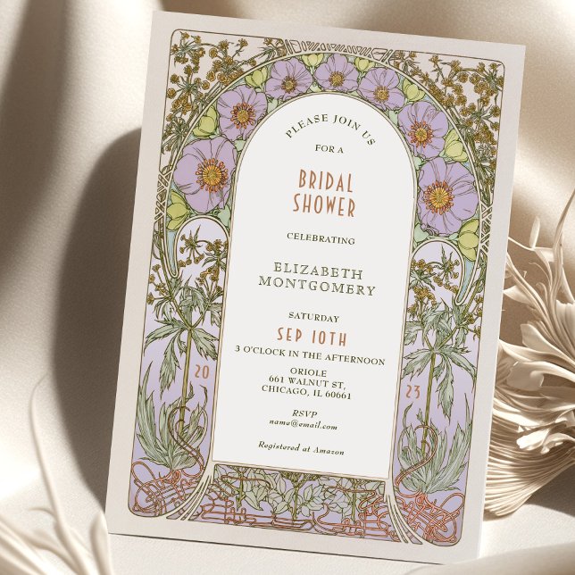 Vintage Bridal Shower Invitations Art Nouveau Deco (Creator Uploaded)